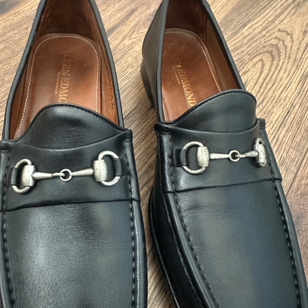 Allen Edmonds Black Leather Loafers with Metal Accent/Horse Bit